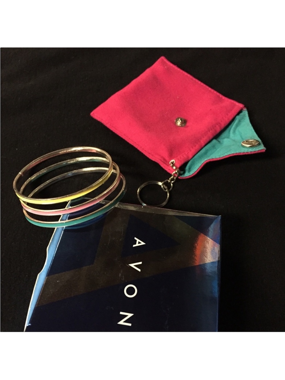 Avon Pastel Silver-Tone Bangle Set with Pouch